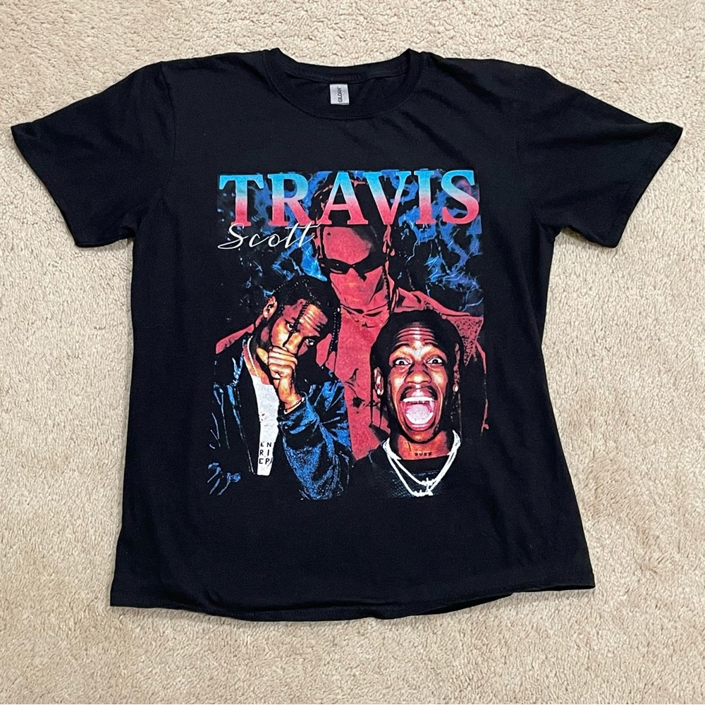 Travis Scott Unisex Black Short Sleeve T Shirt Size Medium